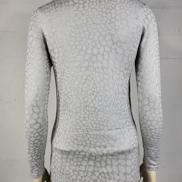 Cache gray silver animal print polka dot lightweight sweater knit top ladies XS - Picture 4 of 7